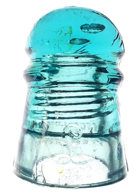 CD 102 Blue STERLING £ Antique Glass Telegraph Insulator PONY STYLE G9 2