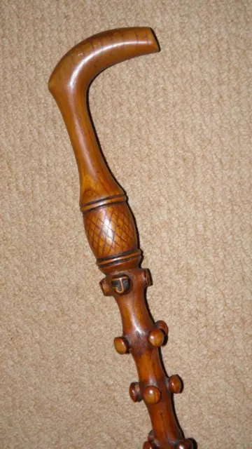 Edwardian Guards Walking Stick - Intricate Hand-Sculpted Key Holder Hook Shaft