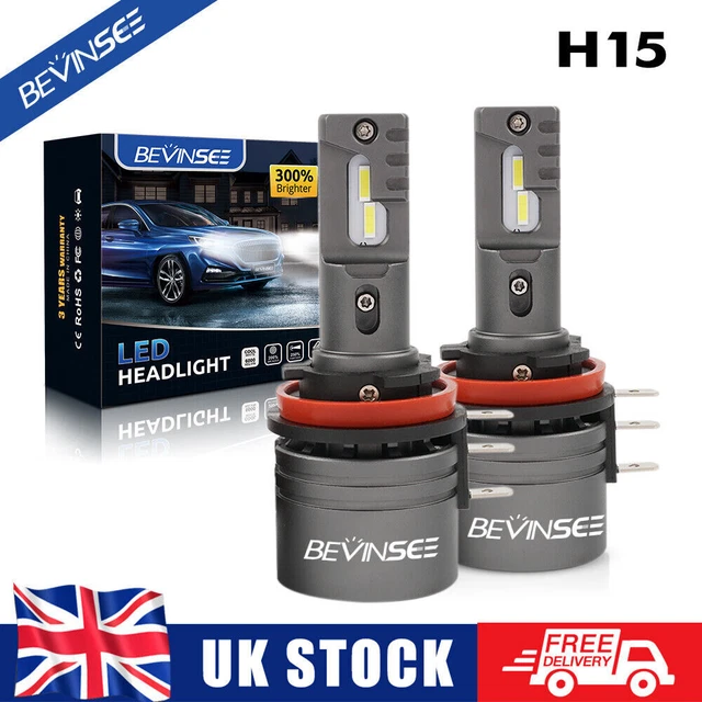 Bevinsee H9/H11 LED Headlight Bulb Combo - 4 Bulbs, 6000LM, 6000K White, High/Low Beam