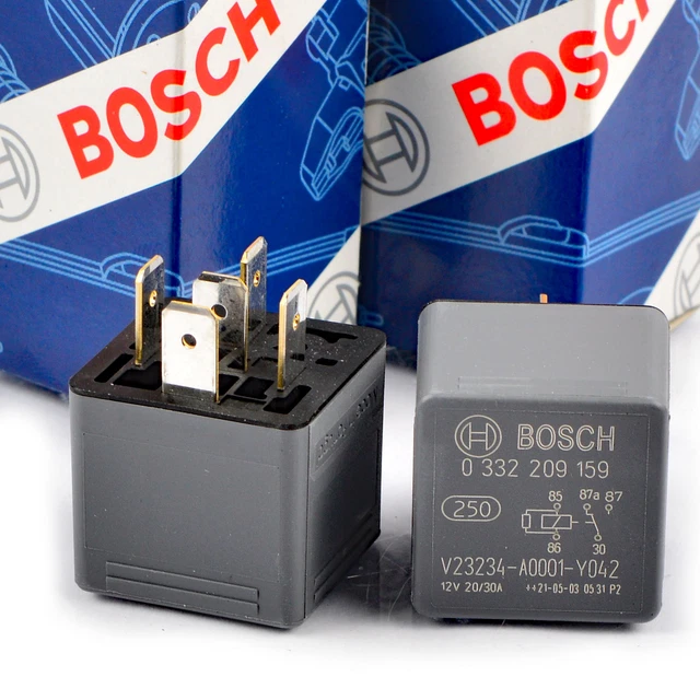 2X BOSCH 0332209159 Universal Relais Arbeitsstrom 12V 30A für OE NR ...