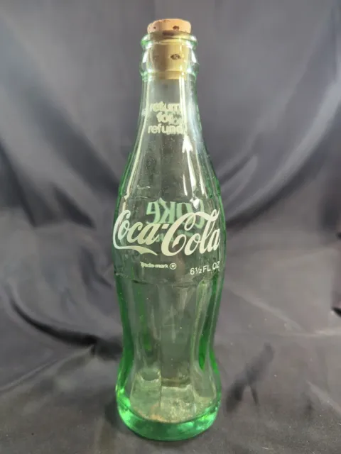 Vintage Coke Coca Cola Green Glass Bottle White Writing 6 1/2 Oz 1 33 Embossed