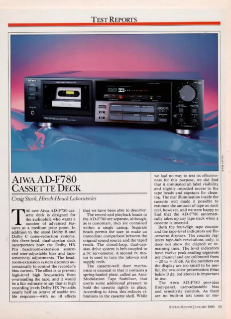 Aiwa - AD-F780 Cassette Deck - Full Original Test Report -  1989