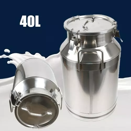 40L Stainless Steel Milk Can Liquid Wine Milk Bucket Heavy Duty Milk Jug Barrel