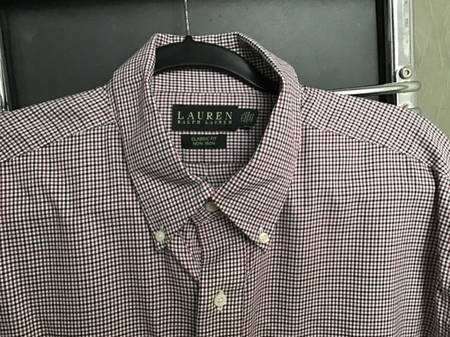 Lauren Ralph Lauren Classic Fit Non Iron Long Sleeve Shirt 17 1/2 34/35 Cotton