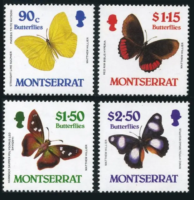 Montserrat 647-650 gutter, MNH. Mi 683-686. Butterflies 1987: Sulpher, Red rim,