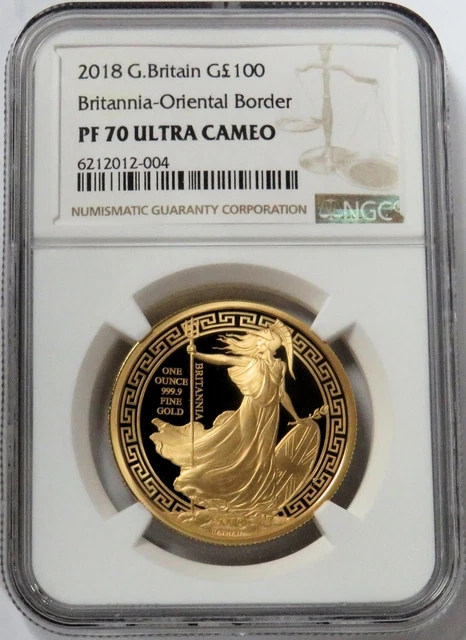 2018 Gold Great Britain 500 Minted 100 Pds Britannia Oriental Border Ngc Pf70 Uc