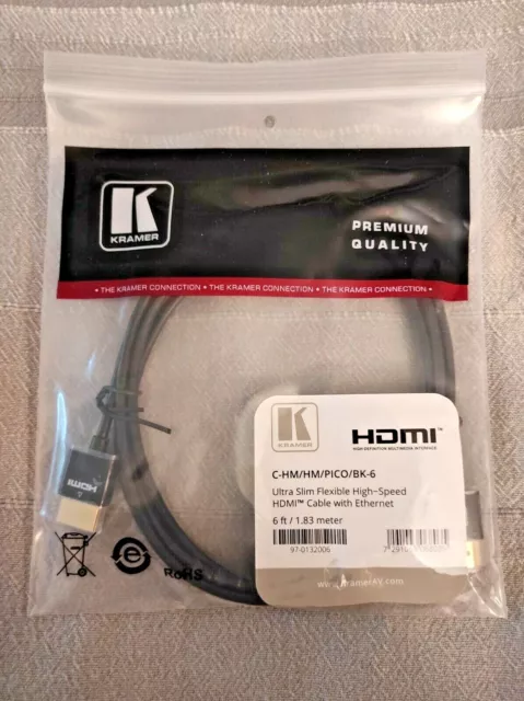 KRAMER  C-HM/HM/PICO/BK-6 Ultra Slim Flexible High Speed Flexible Hdmi 1.8m