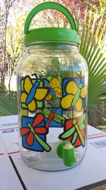 VTG Sun Tea Jar / Iced Tea Dispenser One Gallon Tea Jug 80's Multi Color Block VTG Sun Tea Jar / Iced Tea Dispenser One Gallon Tea Jug 80's Multi Color Block