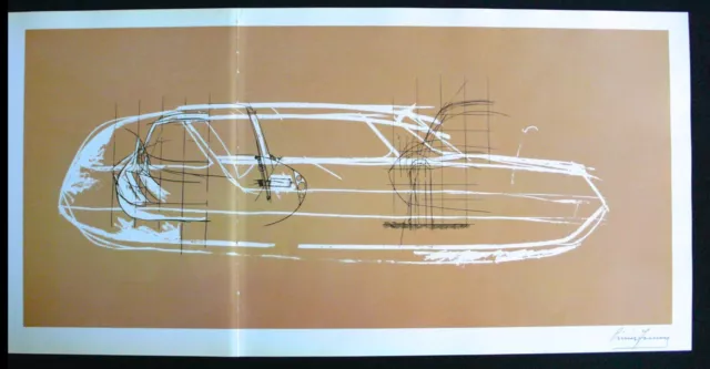 RARE PININFARINA Concept Car Design Sketch Rare Book Art Print Large