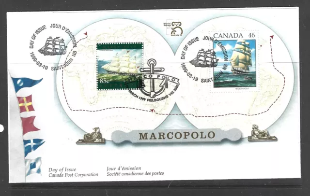 CANADA, FDC, SCOTT 1779a, S/S, "SAILING SHIP MARCO POLO"