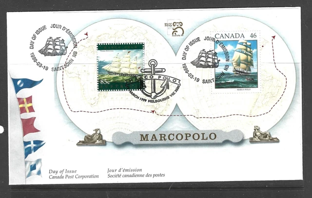 CANADA, FDC, SCOTT 1779a, S/S, "SAILING SHIP MARCO POLO"