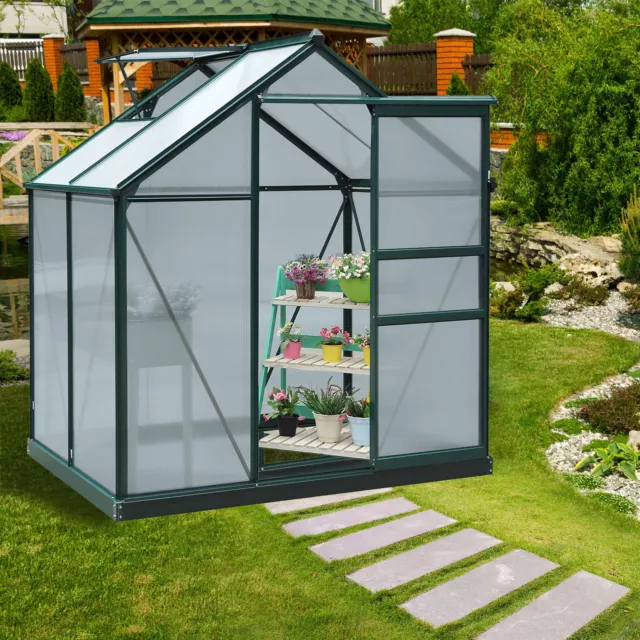 Outsunny Aluminum Polycarbonate Portable Walk-In Garden Greenhouse