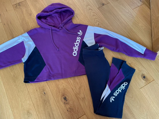 Adidas tuta completa per ragazze età 15/16 in perfette condizioni viola e nero