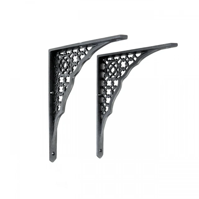 Victorian Shelf Brackets Pair 7 X 8 3/4" Black Aluminum Renovators Supply