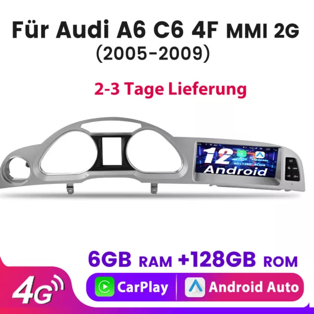 8.8"Carplay Android 12.0 Autoradio Für Audi A6 C6 4F MMI 2G 2005-2009 6+128G DAB