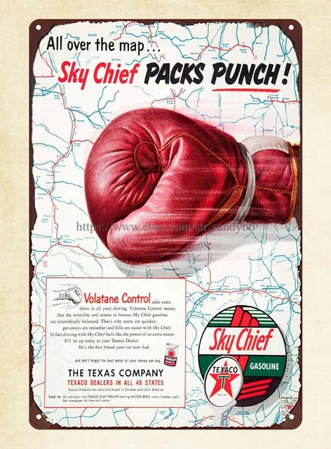 1952 Ad Texaco Sky Chief Gasoline Havoline Motor Oil Volatane Milton Berle metal