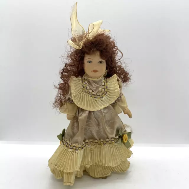 Small Marked Vintage Victorian Styled Porcelain China Auburn Girl Lady Doll