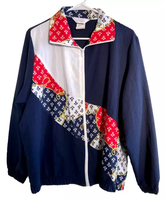 Granny Core Womens Size L Windbreaker Jacket Blair Boutique Nautical USA Large