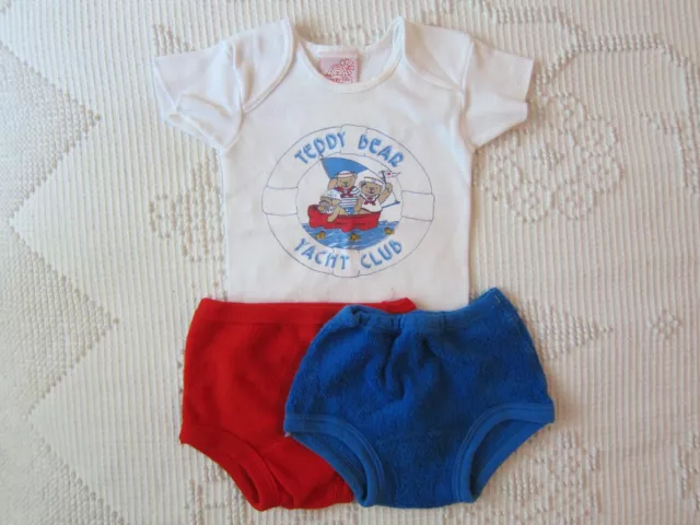 Vintage 1980s T-Shirt Undershirt & Shorts Teddy Bear "Luckey You" Toddler 24 mos