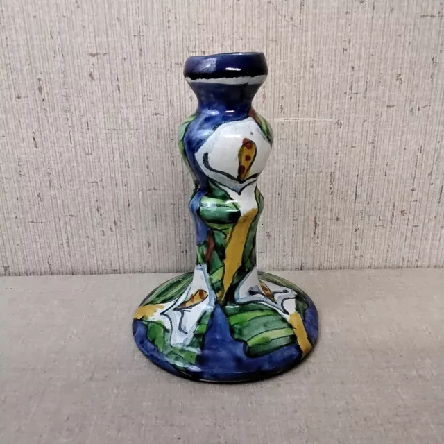 Vintage Mexican Pottery Calla Lily Candle Holder Vase