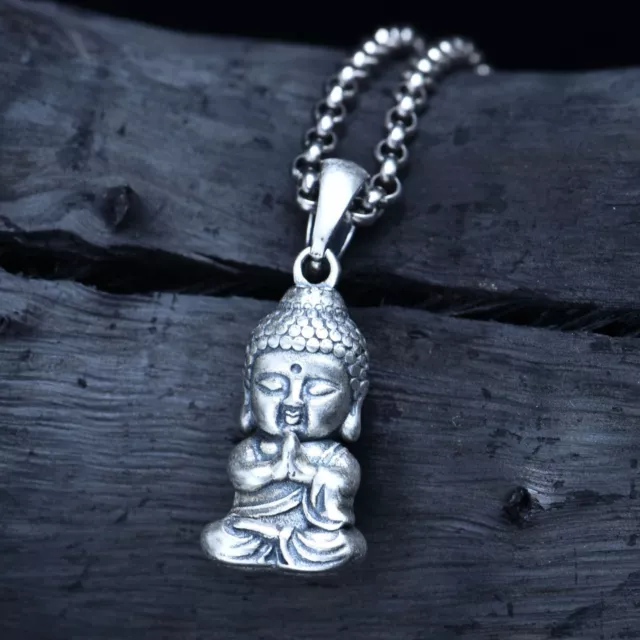 A25 Anhänger Buddha-Figur betender Buddha Sterling Silber 925