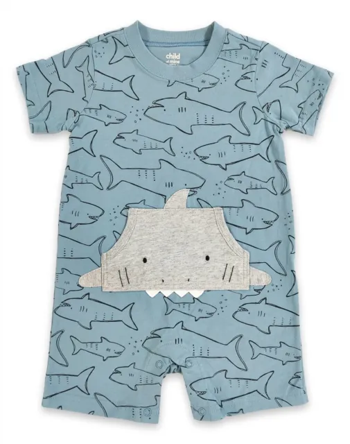Infant Baby Boys 6-9 Months Carters Child of Mine Shark One Piece Outfit Pocket