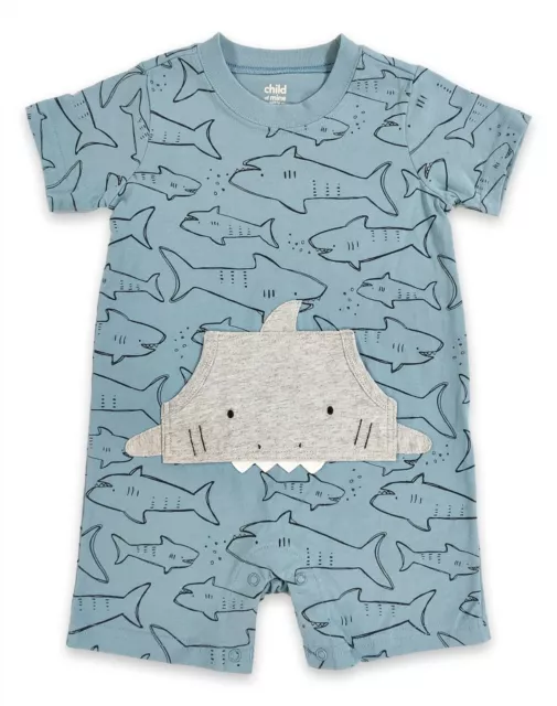 Infant Baby Boys 6-9 Months Carters Child of Mine Shark One Piece Outfit Pocket