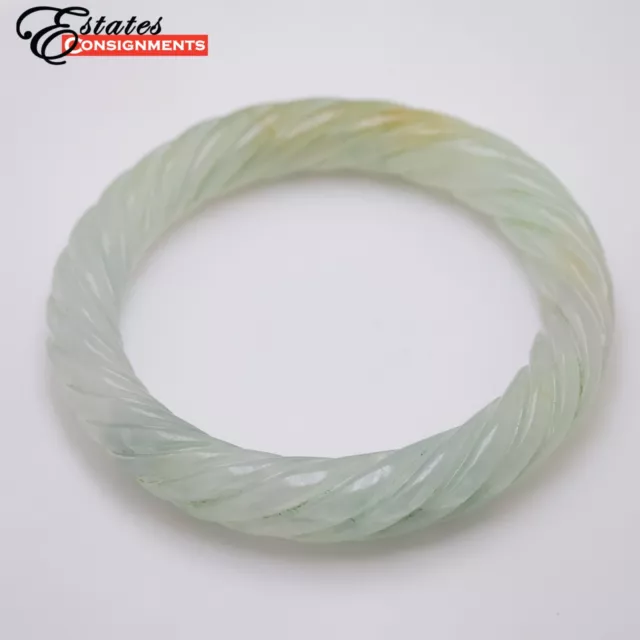 Natural Carved Jadeite Jade “GIA Report Certified” Bangle Bracelet
