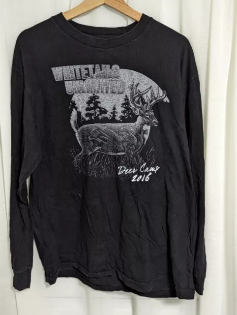 Black Graphic t shirt Deer Camp 2016 Whitetails Unlimited XL Bad Boy Long Sleeve