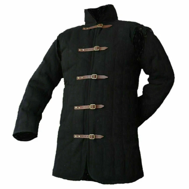 Manteau médiéval épais matelassé noir Gambeson Aketon Jacket reenactmen