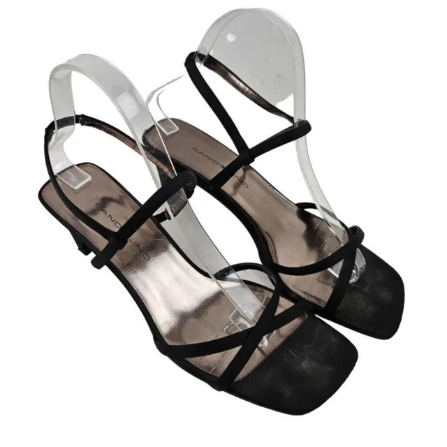 Bandolino Shoes Womens 8 M Black Wiley Strappy Heels Square Toe Slingback