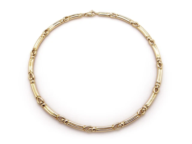 Movado 18k Yellow Gold 6mm Wide Open Heart Bar Link Chain Necklace 16" Movado 18k Yellow Gold 6mm Wide Open Heart Bar Link Chain Necklace 16"