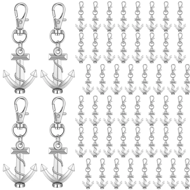 50Pcs Silver Anchor Keychain Bulk Nautical Theme Party Favors Creative Souvenirs