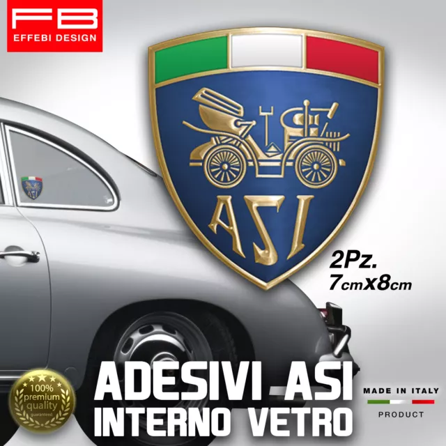 Adesivi Stickers ASI Interno Vetro Auto Storiche Rally Old Fiat 500 Lancia Alfa