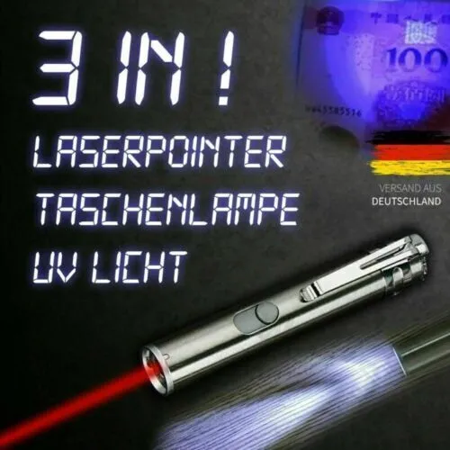3 in 1 Katze Laserpointer Pen Spielzeug USB Wiederaufladbare Red Beam Uv Licht