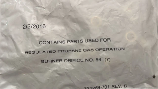 Regulated Propane Gas Burner Orifice No. 54 - 7 count 323269-701 Rev. D