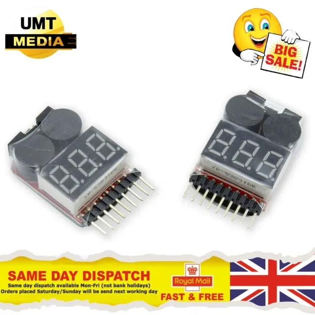 2 x 1S to 8S Lipo Battery Meter / Tester RC / Low Voltage Alarm / Buzzer
