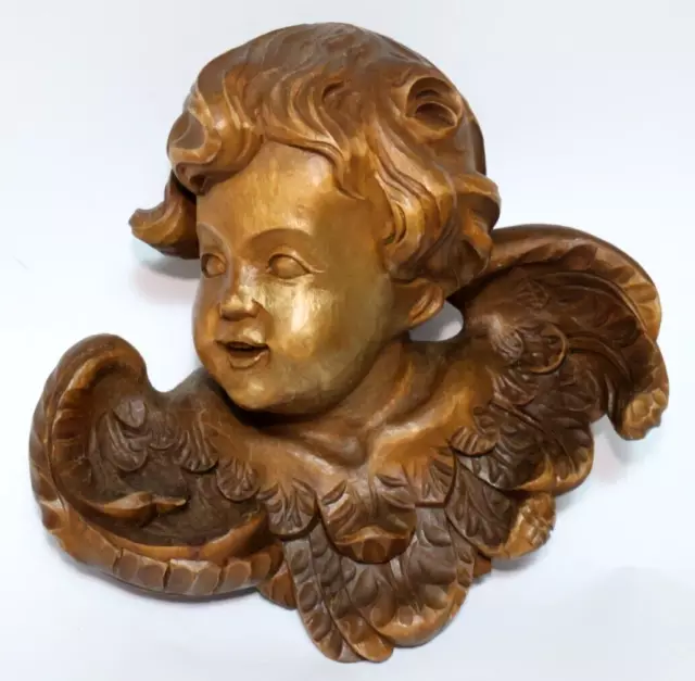 Old Carved Wooden Angel Wooden Figure Angel Wood Figure Putto Putti Wandbüste