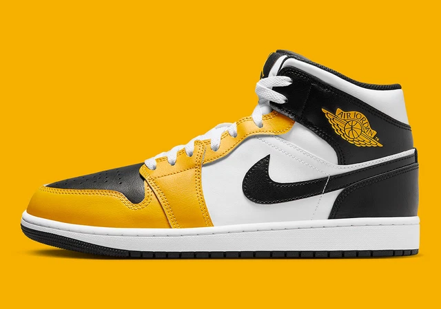 NIKE AIR JORDAN 1 Mid Taxi Black Yellow Toe MENS 554724-701  display picture 1