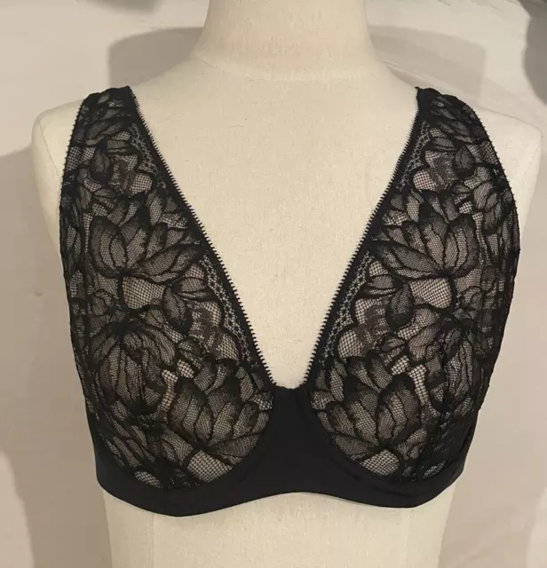 Wolford Sheer Touch Skin Bra Size 80C USA: 36C Color: Black Style 69703 -07  