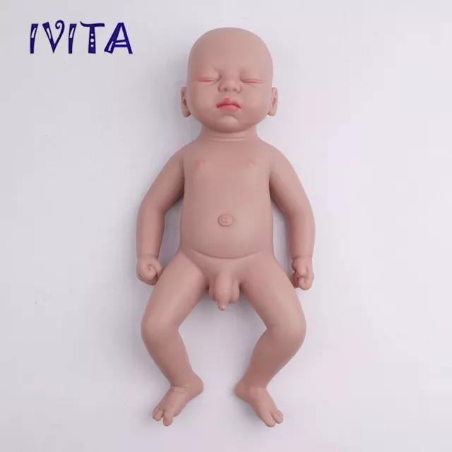 IVITA 15'' Soft Silicone Reborn Boy Doll Eyes Closed Sleeping Silicone Baby Gift