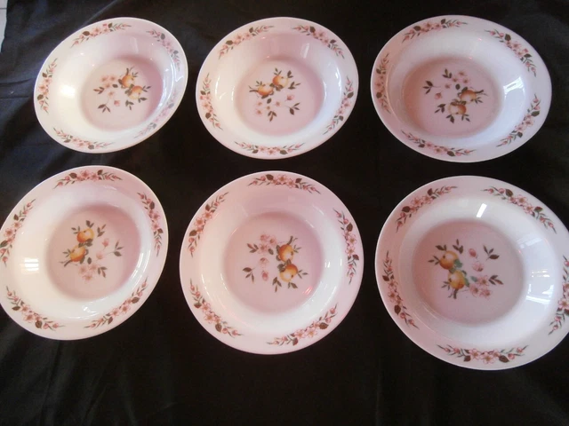 Lot De 6 Assiettes Creuses Arcopal Motif Pommes – Porcelaine, état Occasion, Vaisselle Vintage