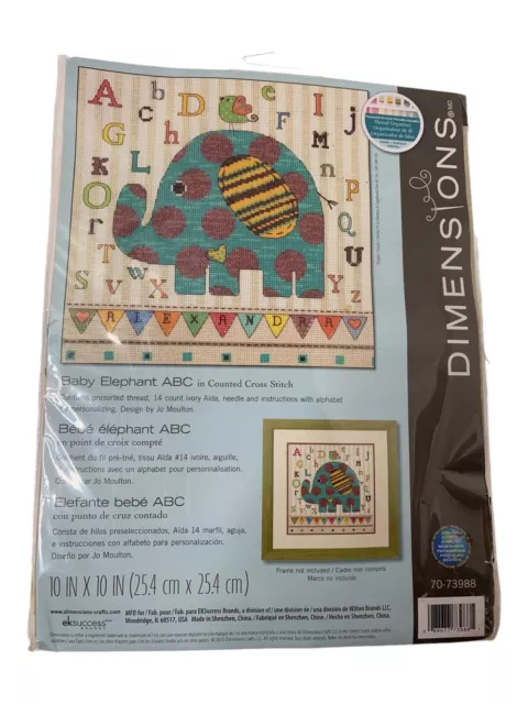 Dimensions Elephant ABC Quilt Stamped Cross Stitch Kit 34x43 New