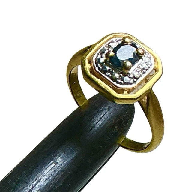 Ancienne Bague Sertie Plaquée Or - Zircon, Saphir, Rubis, émeraude, Taille 53, Occasion
