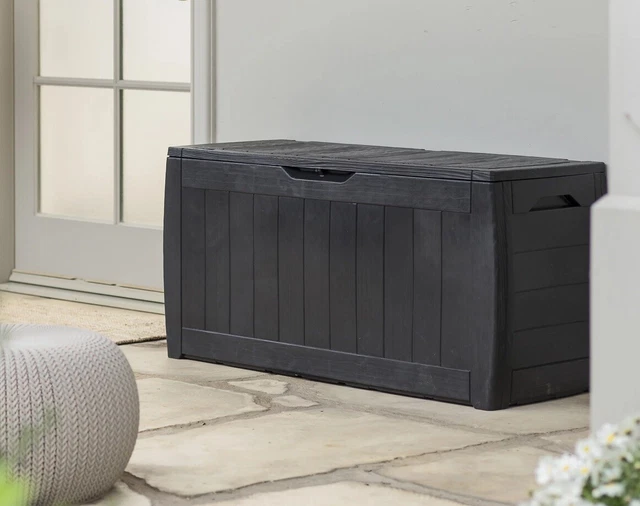 KETER HOLLYWOOD WOOD effect Plastic Garden storage box Keter Comfy