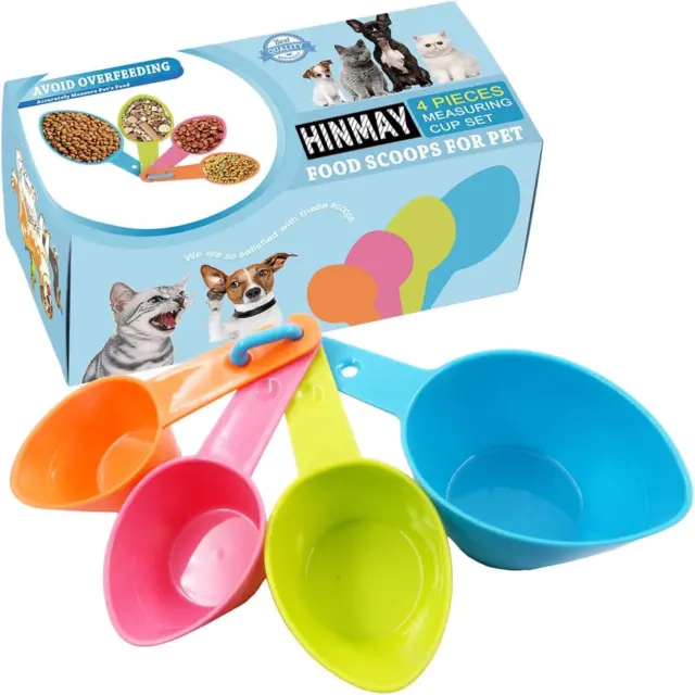 HINMAY Pet Food Scoops Plastic Measuring Cups Set for Dog, Cat (Random Color)