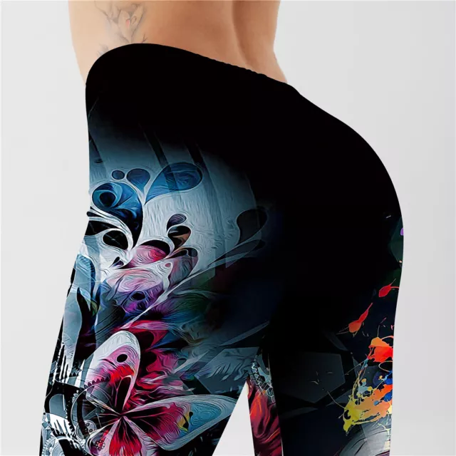 Leggings Donna Ragazze Pantaloni Sport Yoga Digitale Stampato in 3D Gotico Teschi Lombo 2