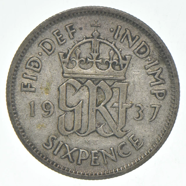 Roughly the Size of a Dime 1937 Great Britain 6 Pence World Silver Coin *197