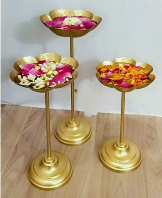 Decorative Urli Bowl Tealight Holder - Indian Home Decor - Brass Finish set of 3