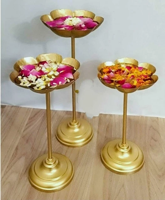 Set of 3 Urli Bowl tealight Holder Stand Diwali Home puja Decor Taj Stand Set